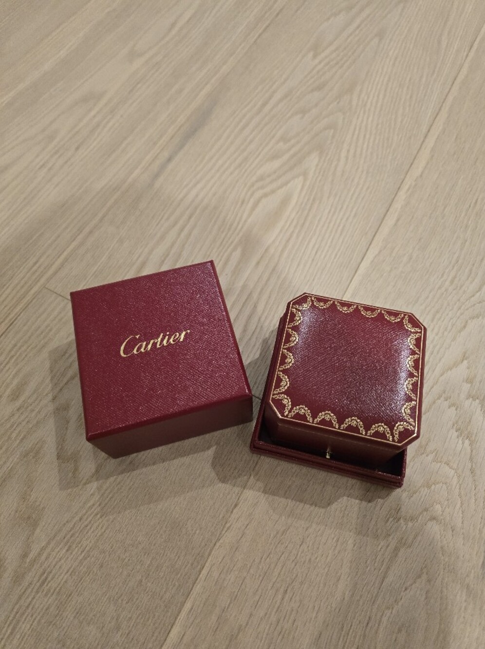 Cartier Burgundy and Gold Jewelry Box